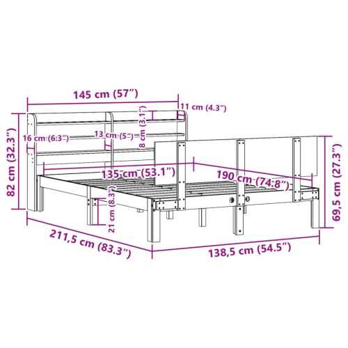 Okvir za krevet s uzglavljem bijeli 135 x 190 cm od borovine - Bijela 135 x 190 cm Cijena