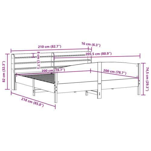 Okvir kreveta bez madraca 200 x 200 cm od masivne borovine - Prirodna 200 x 200 cm Cijena