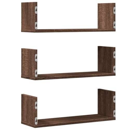 Zidne police 3 kom boja smeđeg hrasta 58x18x18 cm drvene - Smeđi hrast 58 x 18 x 18 cm 1 Cijena
