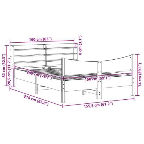 Okvir za krevet s uzglavljem 150 x 200 cm borovina - Prirodna 150 x 200 cm Cijena