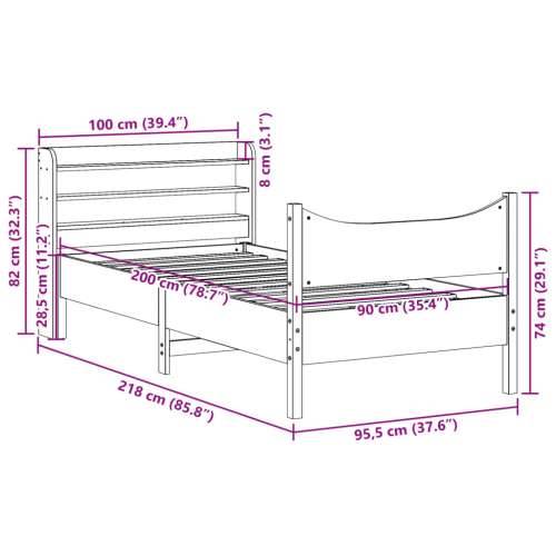 Okvir kreveta s uzglavljem voštano smeđi 90x200 cm od borovine - Voštano smeđa 90 x 200 cm Cijena