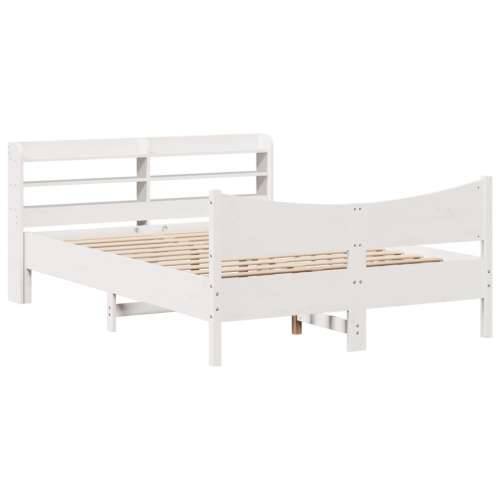 Okvir za krevet s uzglavljem bijeli 135 x 190 cm od borovine - Bijela 135 x 190 cm Cijena