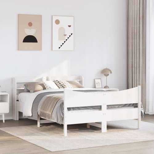 Okvir za krevet s uzglavljem bijeli 135 x 190 cm od borovine - Bijela 135 x 190 cm Cijena