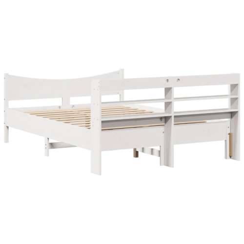 Okvir za krevet s uzglavljem bijeli 135 x 190 cm od borovine - Bijela 135 x 190 cm Cijena