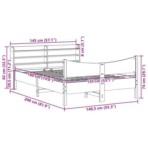 Okvir za krevet s uzglavljem bijeli 135 x 190 cm od borovine - Bijela 135 x 190 cm Cijena