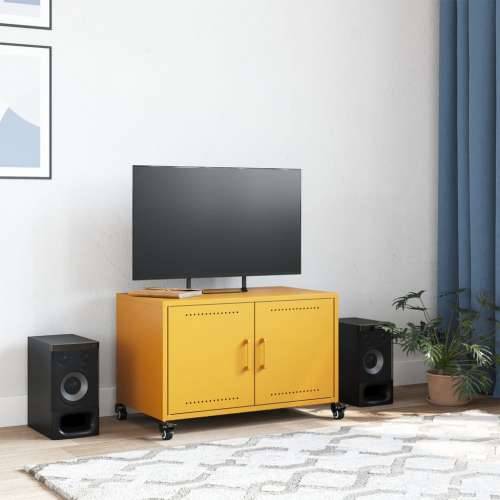 TV ormarić boja senfa 68 x 39 x 43,5 cm čelični - Žuta 1 Cijena