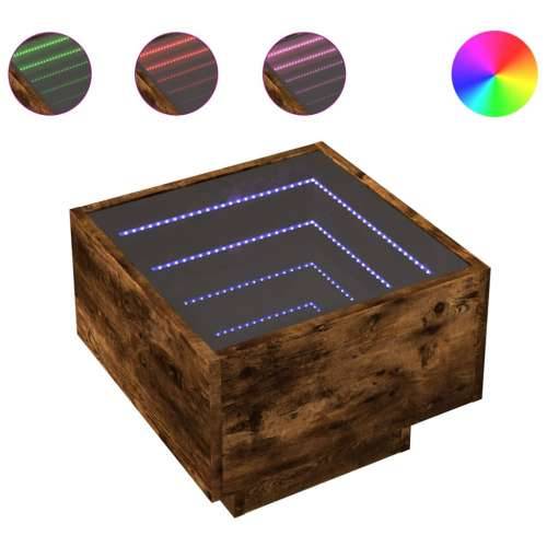 Bočni stolić LED boja hrasta 40 x 40 x 30 cm konstruirano drvo - Dimljeni hrast 40 x 40 x 30 cm 1 Cijena