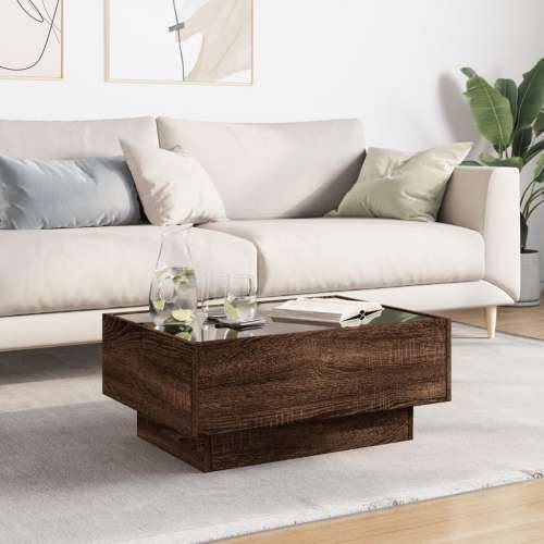 Stolić za kavu LED boja hrasta 70x50x30 cm konstruirano drvo - Smeđi hrast 70 x 50 x 30 cm 1 Cijena