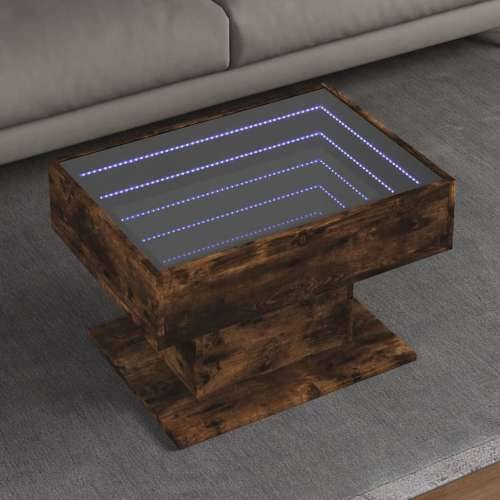 Stolić za kavu LED boja hrasta 70x50x45 cm konstruirano drvo - Dimljeni hrast 1 70 cm Cijena