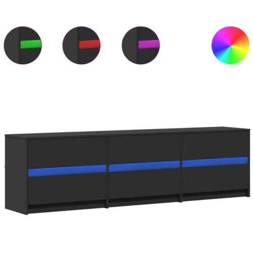 TV ormarić s LED svjetlima crni 180x34x50 cm konstruirano drvo - Crna 1 180 cm Cijena