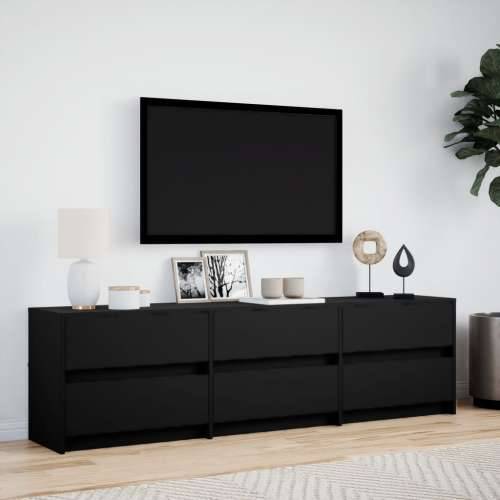 TV ormarić s LED svjetlima crni 180x34x50 cm konstruirano drvo - Crna 1 180 cm Cijena