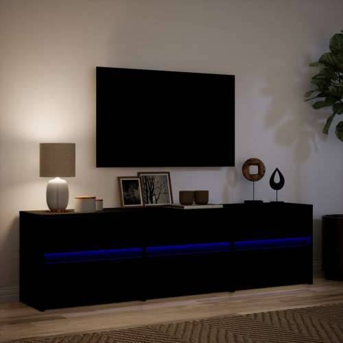 TV ormarić s LED svjetlima crni 180x34x50 cm konstruirano drvo - Crna 1 180 cm Cijena