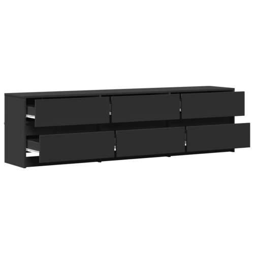TV ormarić s LED svjetlima crni 180x34x50 cm konstruirano drvo - Crna 1 180 cm Cijena