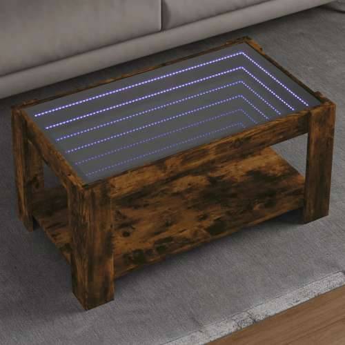 Stolić za kavu LED boja hrasta 93x53x45 cm konstruirano drvo - Dimljeni hrast 1 93 cm Cijena