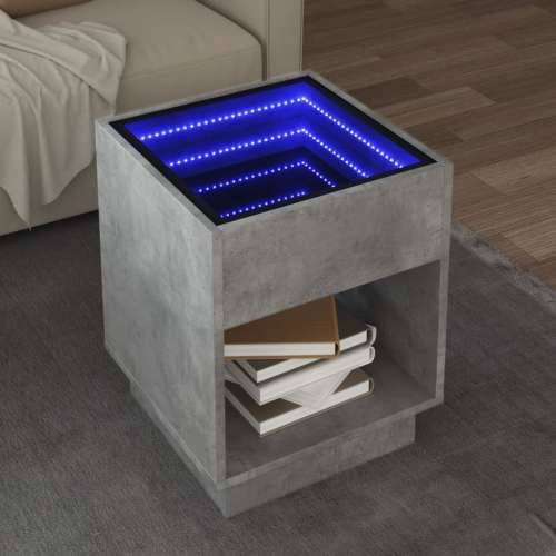 Stolić s beskonačnim LED siva boja betona 40x40x50 cm - Beton siva 1 40 cm Cijena
