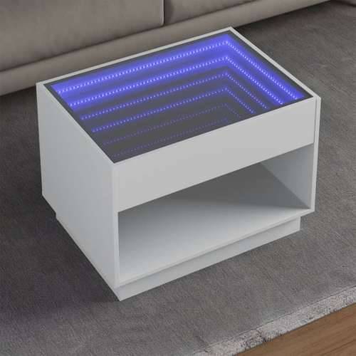 Stolić za kavu s beskonačnim LED svjetlima bijeli 70x50x50 cm - Bijela 1 70 cm Cijena