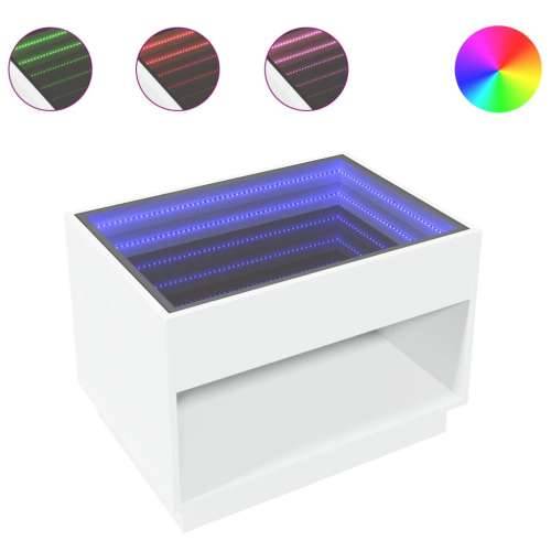 Stolić za kavu s beskonačnim LED svjetlima bijeli 70x50x50 cm - Bijela 1 70 cm Cijena