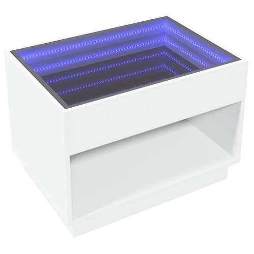 Stolić za kavu s beskonačnim LED svjetlima bijeli 70x50x50 cm - Bijela 1 70 cm Cijena