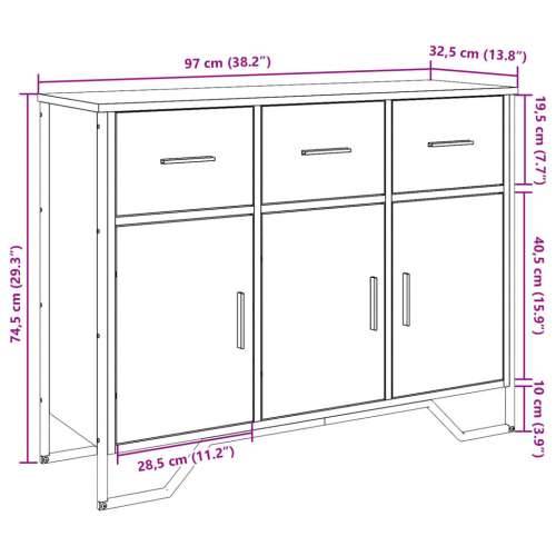 Komoda boja dimljenog hrasta 97x32,5x74,5 cm konstruirano drvo - Dimljeni hrast 1 Cijena