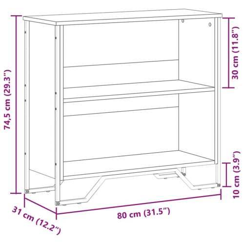 Regal za knjige crni 80x31x74,5 cm od konstruiranog drva - Crna 1 74.5 cm 80 cm Cijena