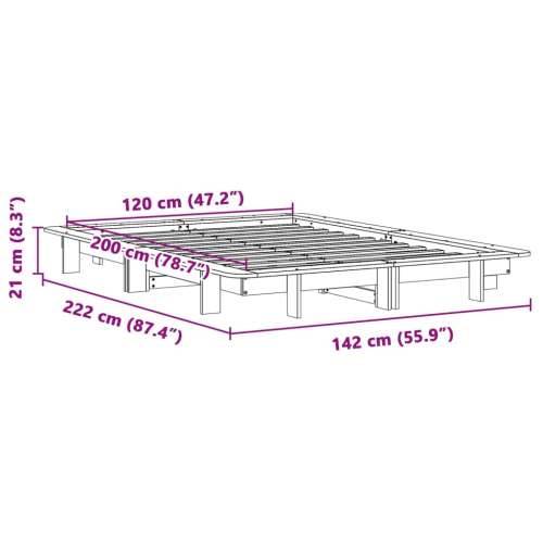 Okvir kreveta bez madraca 120 x 200 cm od masivne borovine - Prirodna 120 x 200 cm Cijena