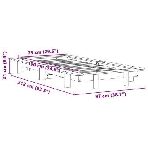 Okvir kreveta bez madraca 75 x 190 cm od masivne borovine - Prirodna 75 x 190 cm Cijena