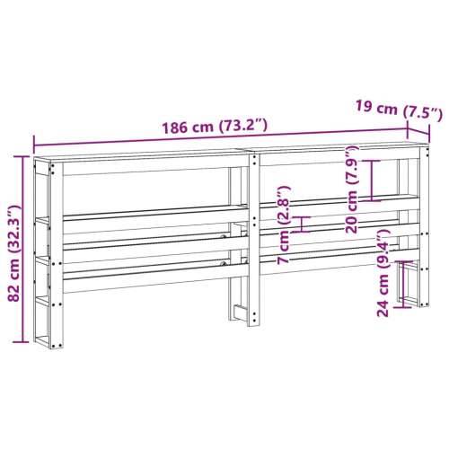 Uzglavlje s policama 180 cm od masive borovine - Prirodna 186 x 19 x 82 cm 1 Cijena