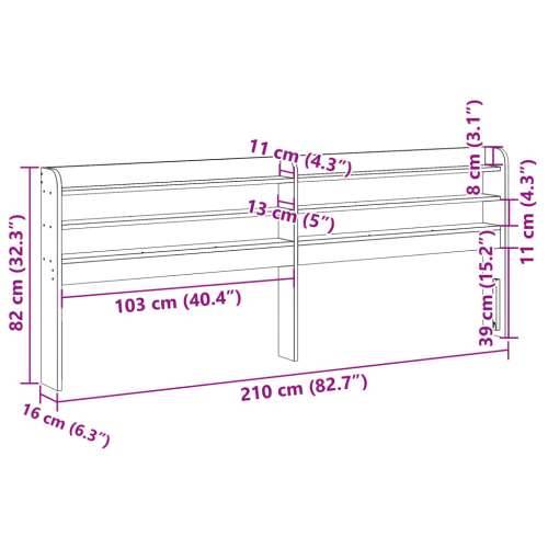 Uzglavlje s policama bijeli 200 cm od masive borovine - Bijela 210 x 16 x 82 cm 1 Cijena