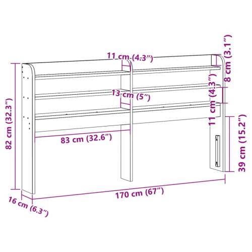 Uzglavlje s policama bijeli 160 cm od masive borovine - Bijela 170 x 16 x 82 cm 1 Cijena