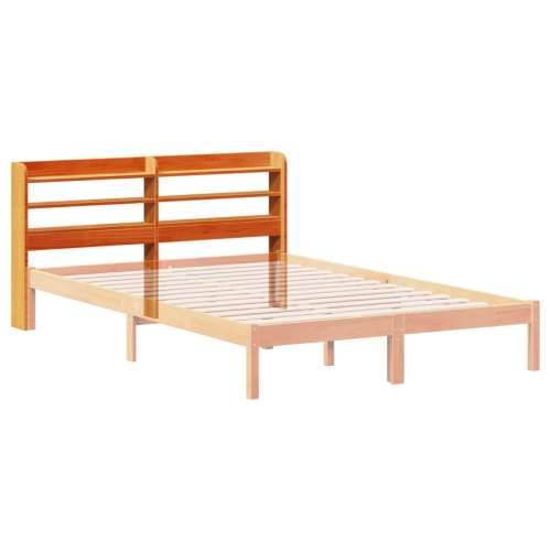 Uzglavlje s policama voštano smeđe 120 cm od masivne borovine - Voštano smeđa 130 x 16 x 82 cm 1 Cijena