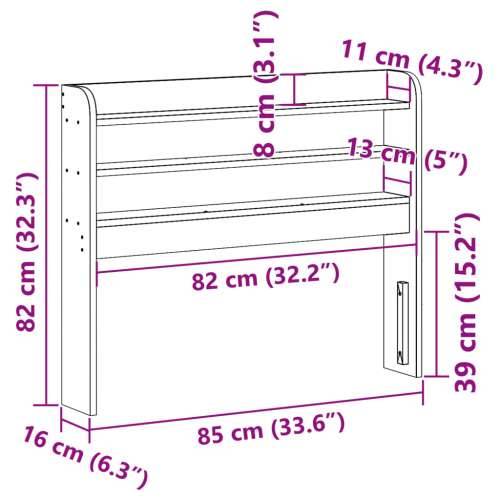 Uzglavlje s policama bijeli 75 cm od masive borovine - Bijela 85 x 16 x 82 cm 1 Cijena
