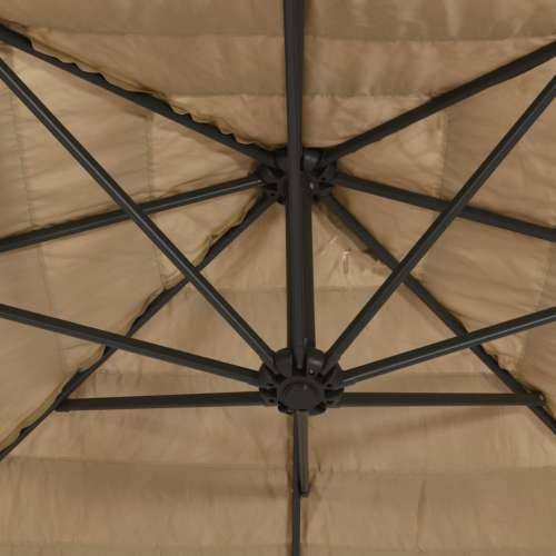 Vrtni suncobran LED s čeličnom šipkom smeđi 268x268x226 cm - 268 x 268 x 226 cm 1 Cijena