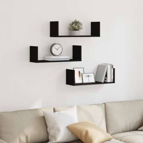 Zidne police 3 kom crne 58 x 18 x 18 cm konstruirano drvo - Crna 58 x 18 x 18 cm 1 Cijena
