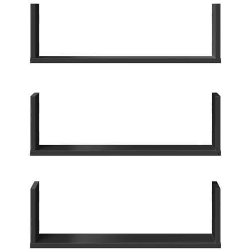 Zidne police 3 kom crne 58 x 18 x 18 cm konstruirano drvo - Crna 58 x 18 x 18 cm 1 Cijena