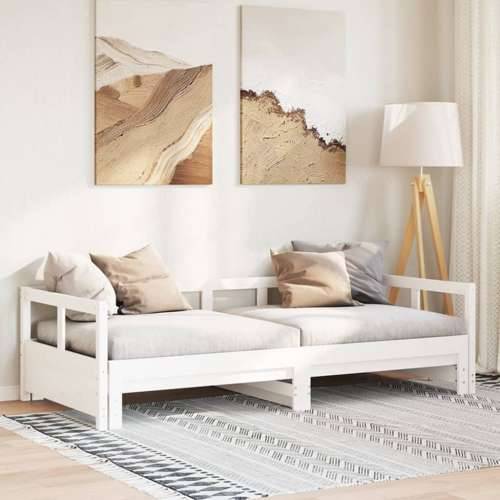 Dnevni krevet bez madraca bijeli 90 x 190 cm masivna borovina Bijela 90 x 190 cm Ne Cijena