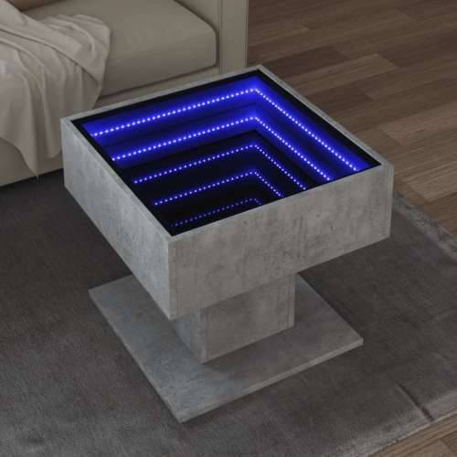 Stolić za kavu LED siva boja betona 50x50x45 cm drveni - Beton siva 1 50 cm Cijena