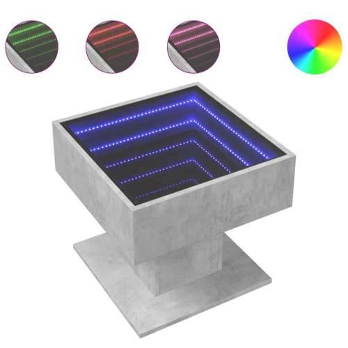 Stolić za kavu LED siva boja betona 50x50x45 cm drveni - Beton siva 1 50 cm Cijena