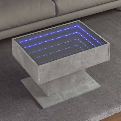 Stolić za kavu LED siva boja betona 70x50x45 cm drveni - Beton siva 1 70 cm Cijena