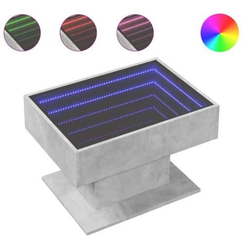 Stolić za kavu LED siva boja betona 70x50x45 cm drveni - Beton siva 1 70 cm Cijena