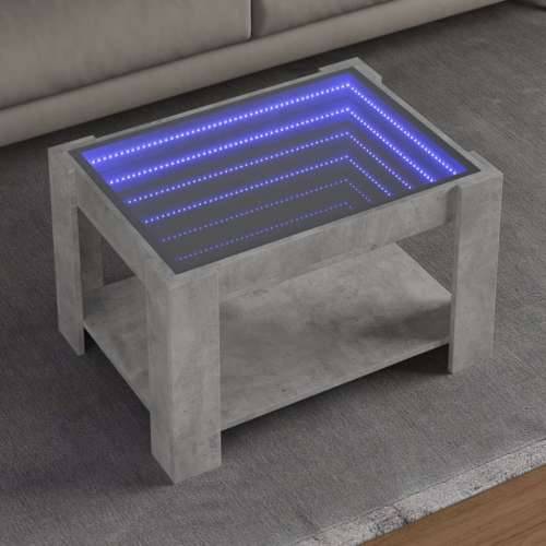 Stolić za kavu LED siva boja betona 73x53x45 cm drveni - Beton siva 1 73 cm Cijena