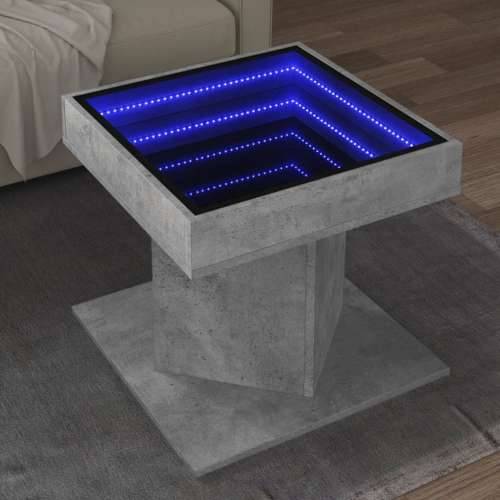 Stolić za kavu LED siva boja betona 50x50x45 cm drveni - Beton siva 1 Cijena