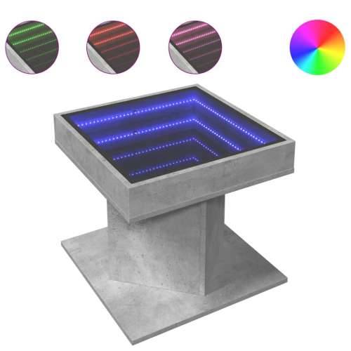 Stolić za kavu LED siva boja betona 50x50x45 cm drveni - Beton siva 1 Cijena