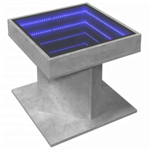 Stolić za kavu LED siva boja betona 50x50x45 cm drveni - Beton siva 1 Cijena