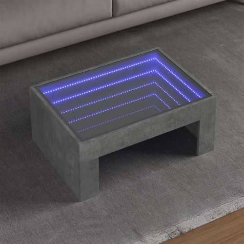 Stolić s beskonačnim LED siva boja betona 70x50x30 cm - Beton siva 1 70 cm 50 cm Cijena