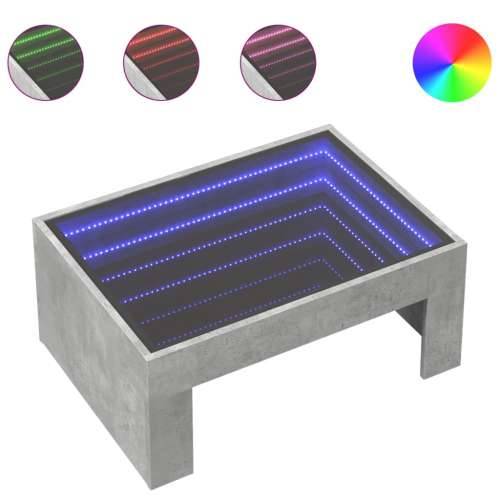Stolić s beskonačnim LED siva boja betona 70x50x30 cm - Beton siva 1 70 cm 50 cm Cijena