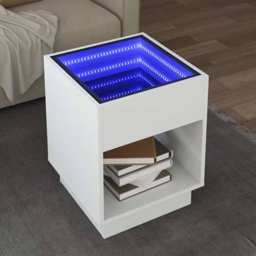 Stolić za kavu s beskonačnim LED svjetlima bijeli 40x40x50 cm - Bijela 1 40 cm Cijena