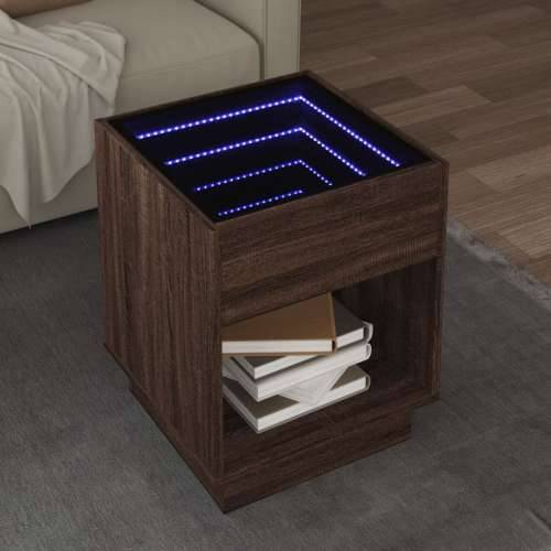 Stolić s beskonačnim LED svjetlima boja hrasta 40x40x50 cm - Smeđi hrast 1 40 cm Cijena