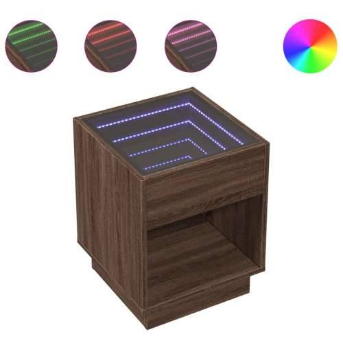 Stolić s beskonačnim LED svjetlima boja hrasta 40x40x50 cm - Smeđi hrast 1 40 cm Cijena
