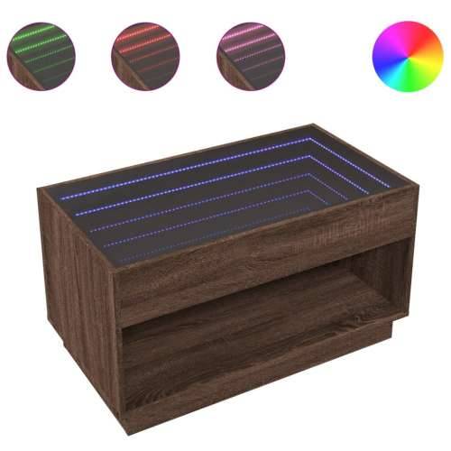 Stolić s beskonačnim LED svjetlima boja hrasta 90x50x50 cm - Smeđi hrast 1 90 cm Cijena