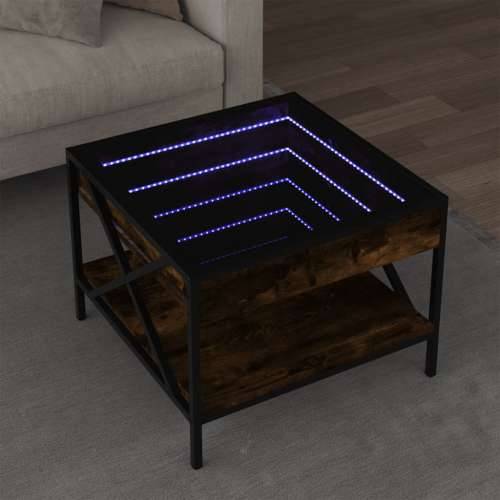 Stolić s beskonačnim LED svjetlima boja hrasta 50x50x38 cm - Dimljeni hrast 50 x 50 x 38 cm 1 Cijena